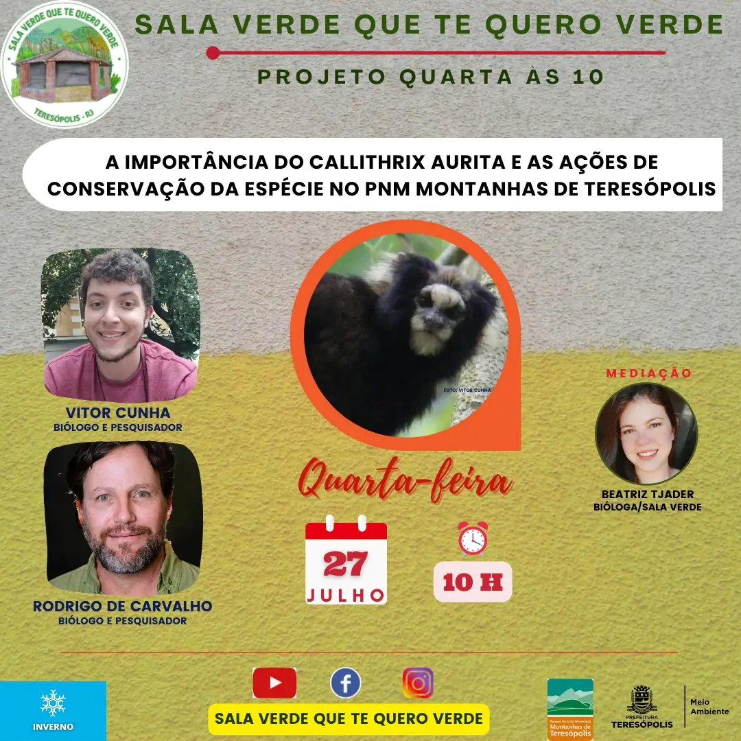 No momento, você está visualizando ‘Quarta às 10’: A preservação de espécie de primata em área do Parque Municipal é tema de palestra nesta quarta, 27/07