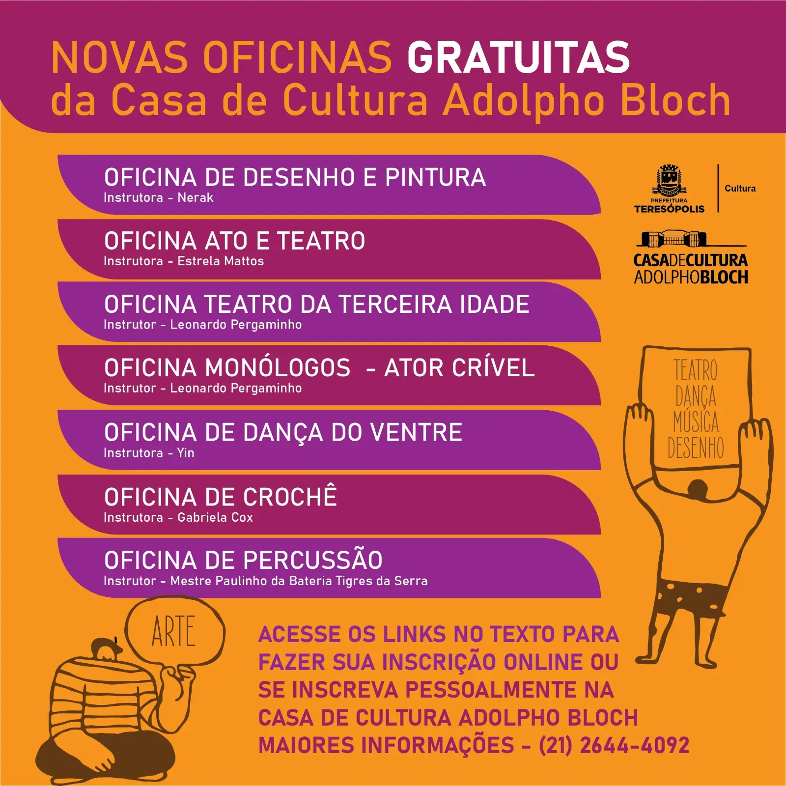 No momento, você está visualizando Casa de Cultura de Teresópolis implanta 7 oficinas gratuitas