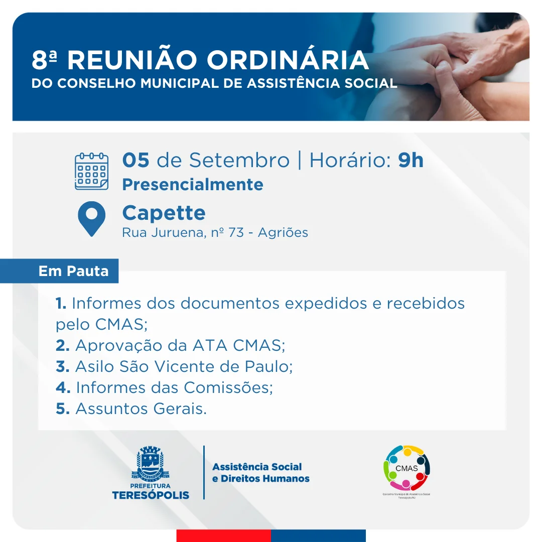 Leia mais sobre o artigo 8ª reunião ordinária do CMAS 