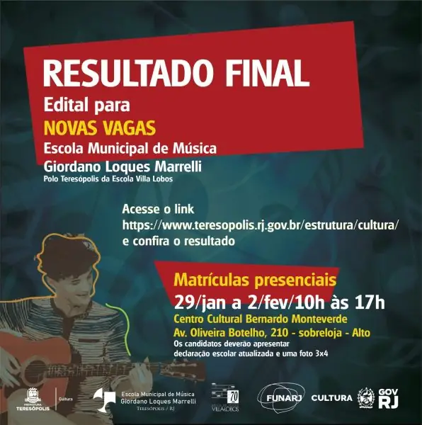 Leia mais sobre o artigo Liberada a lista dos novos alunos da Escola Municipal de Música de Teresópolis para o ano letivo de 2024
