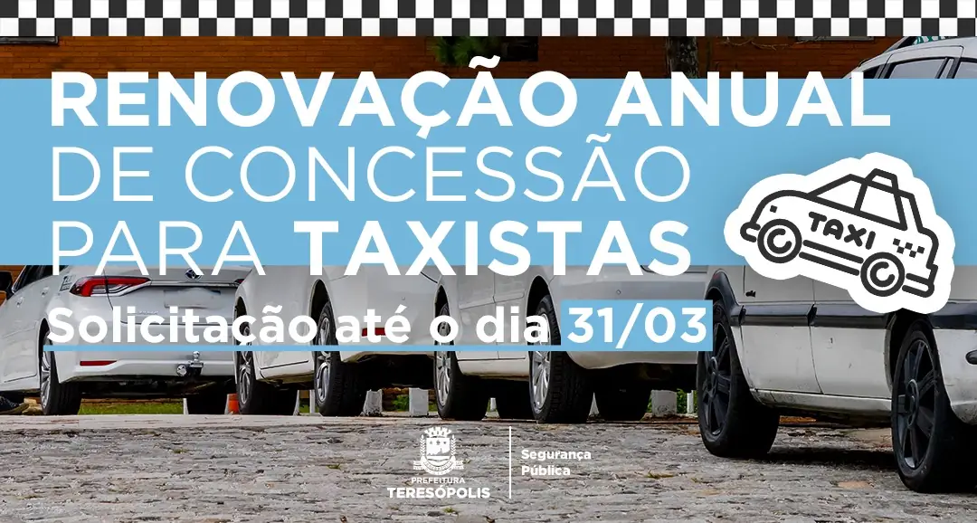 No momento, você está visualizando Taxistas devem dar entrada na Renovação Anual de Concessão até o próximo dia 31/03 Solicitação pode ser feita de forma online ou presencial