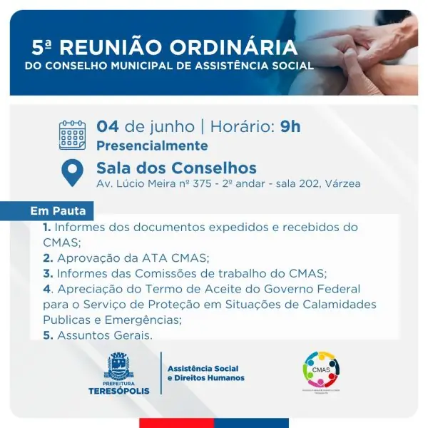 Leia mais sobre o artigo 5ª reunião ordinária do CMAS
