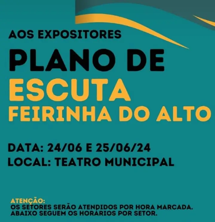 Leia mais sobre o artigo Plano de Retomada Estratégica da Feirinha do Alto: Prefeitura e Governo do Estado convocam expositores para reunião nesta segunda e terça, 24 e 25/06, por setores