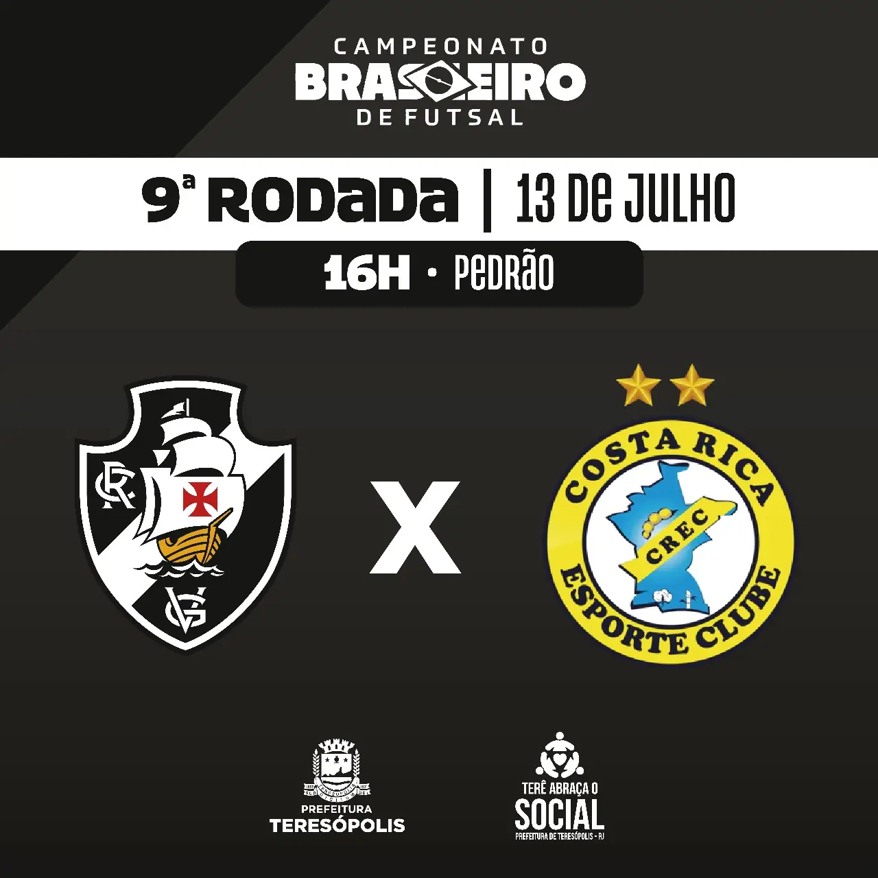 Leia mais sobre o artigo 9ª rodada do Campeonato Brasileiro de Futsal: Vasco da Gama enfrenta o Costa Rica (MS) neste sábado, 13, no Pedrão