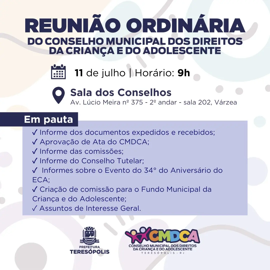 No momento, você está visualizando Reunião Ordinária do CMDCA