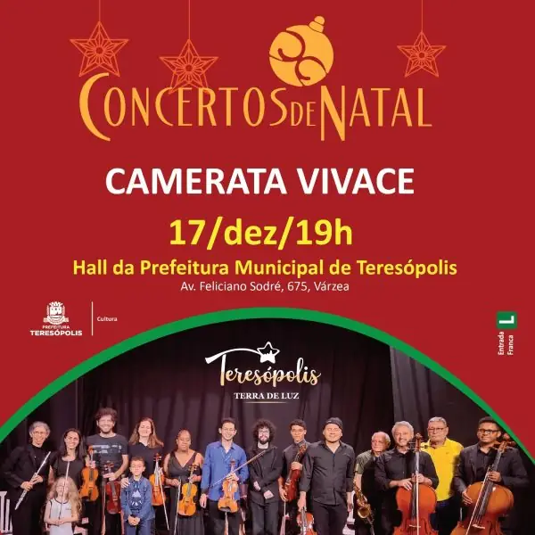 Leia mais sobre o artigo Natal 2024: Esta terça, 17/12, é dia de concerto da Camerata Vivace no hall da Prefeitura de Teresópolis
