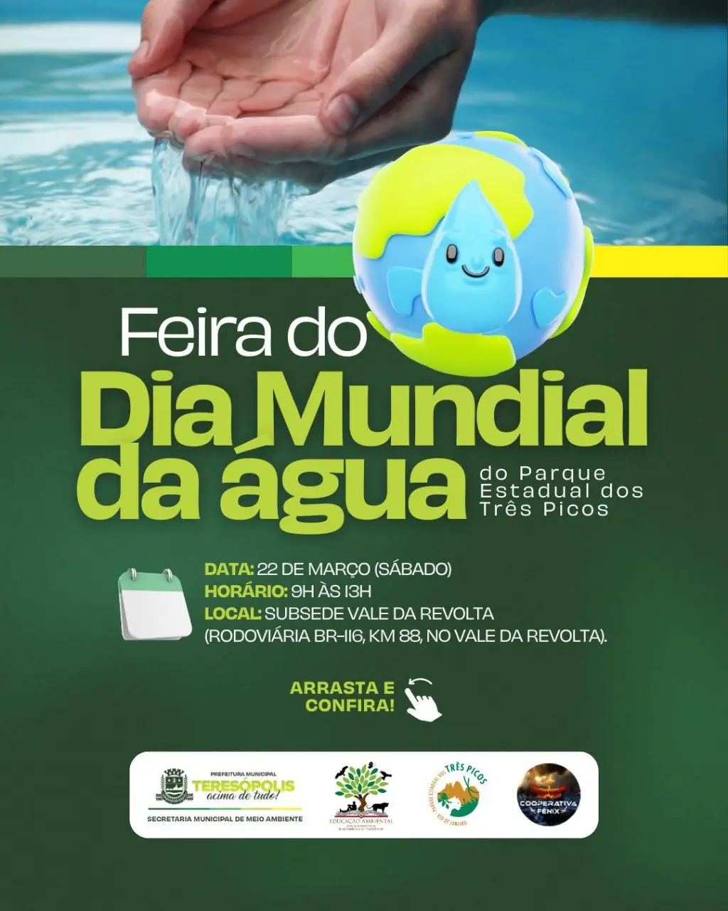 Leia mais sobre o artigo SMMA participará da Feira em comemoração o Dia Mundial da Água no Parque Estadual do Três Picos