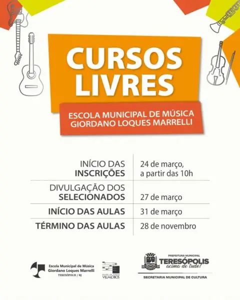 Leia mais sobre o artigo Escola Municipal de Música de Teresópolis abre inscrição on-line para os cursos de violão, guitarra, cavaquinho, violino e clarinete