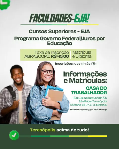 Leia mais sobre o artigo Inscrições para cursos superiores e Educação de Jovens e Adultos seguem na Casa do Trabalhador de Teresópolis