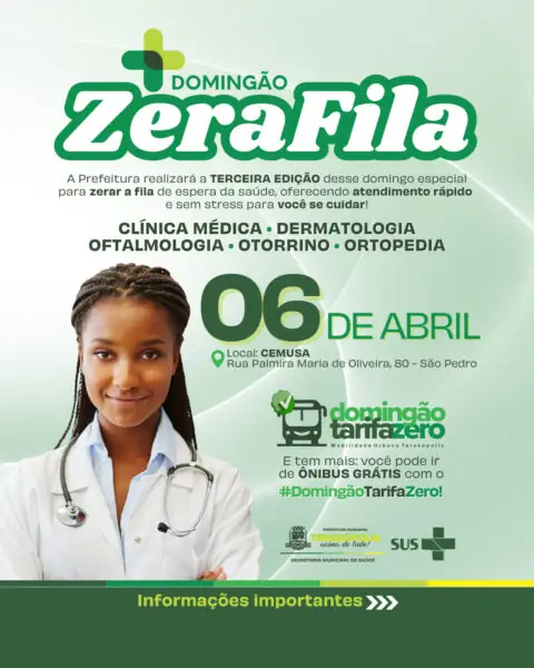 Leia mais sobre o artigo Terceira edição do Domingão Zera Fila acontece no dia 06 de abril