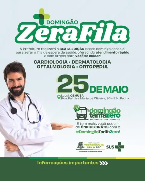 Leia mais sobre o artigo ‘Domingão Zera Fila’: 6ª edição acontece neste domingo, dia 25