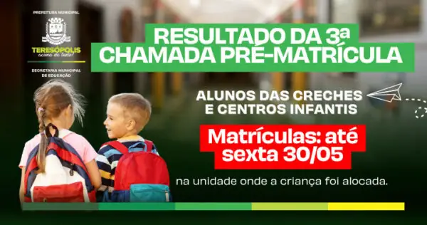 Leia mais sobre o artigo Matrícula da 3ª Chamada para Creches segue até a próxima sexta, 30