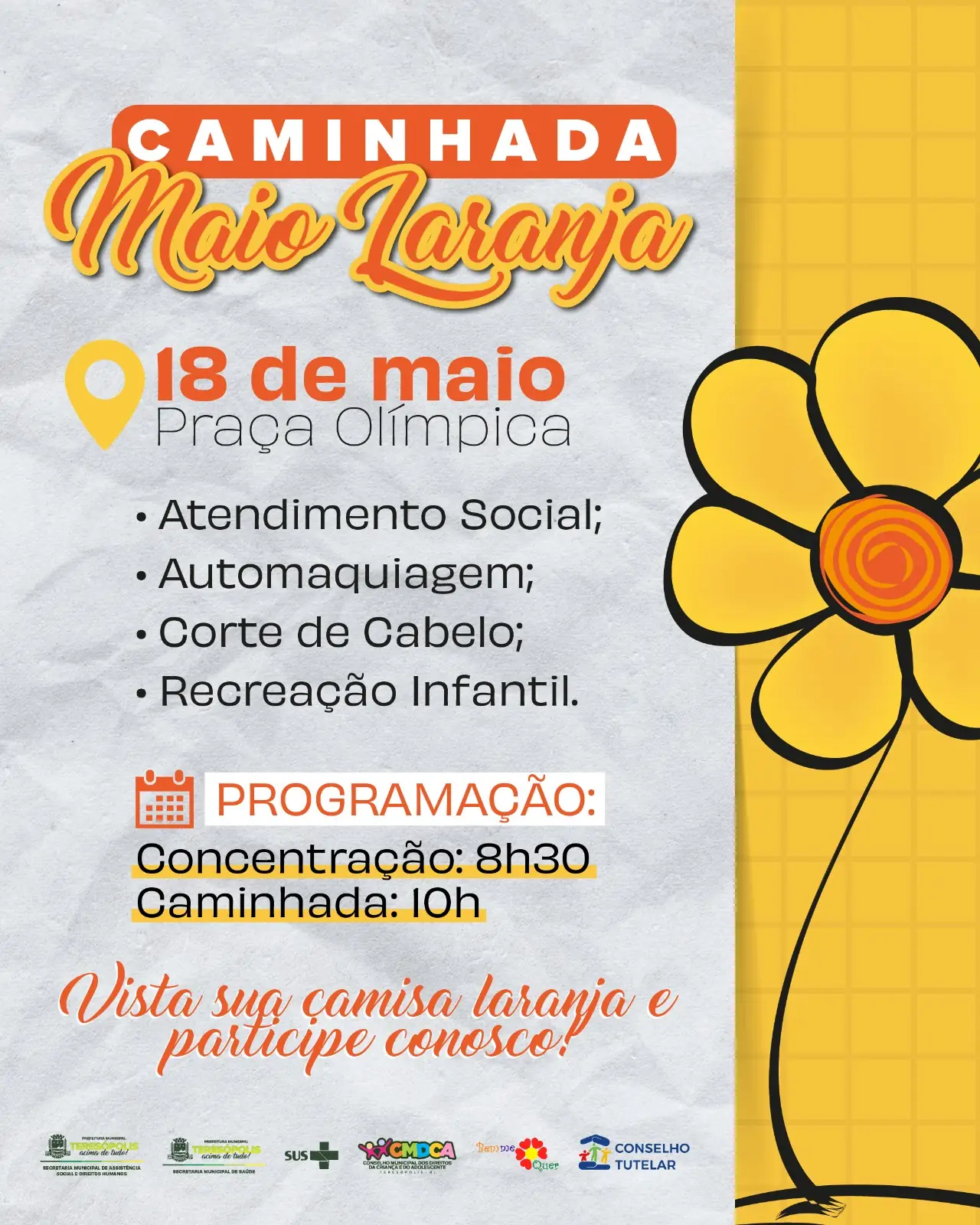 No momento, você está visualizando Bem Me Quer Teresópolis e Assistência Social promovem caminhada em prol do Maio Laranja 