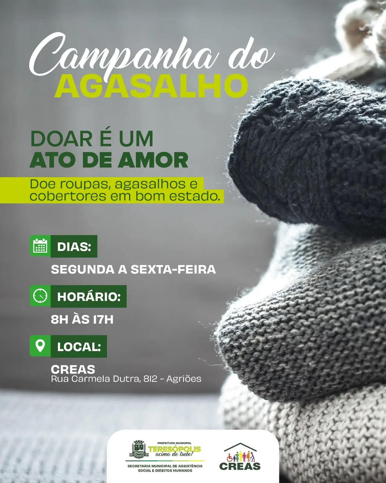 Leia mais sobre o artigo CREAS inicia campanha do agasalho 2025