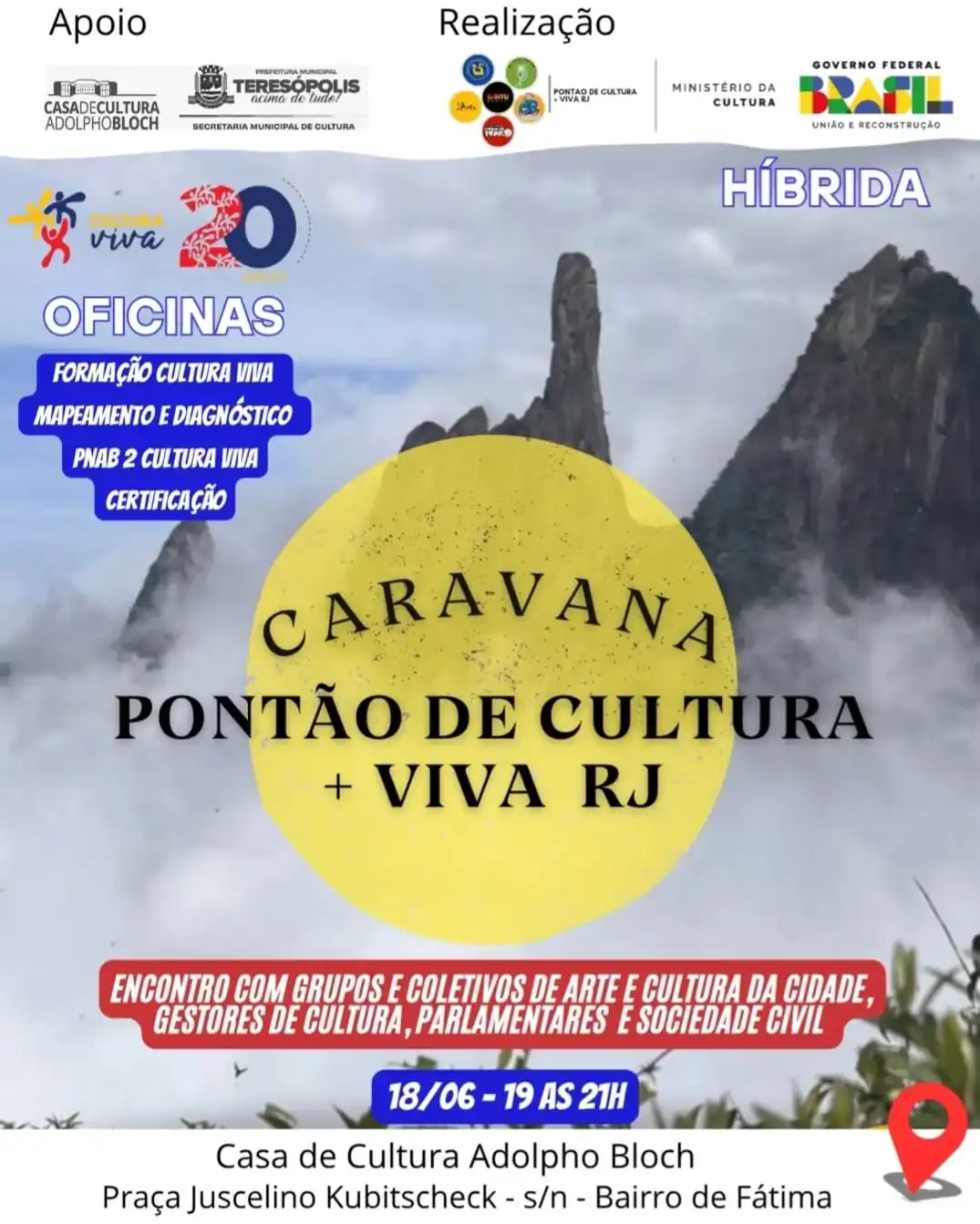 Leia mais sobre o artigo Caravana do Pontão de Cultura + Viva RJ estará nesta quarta, 18 de junho, em Teresópolis