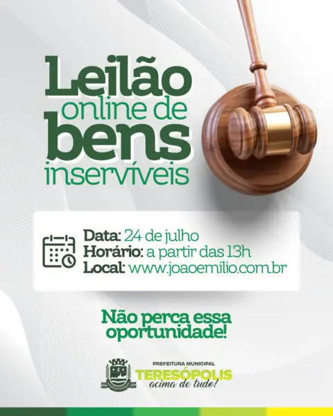 Leia mais sobre o artigo Prefeitura de Teresópolis realiza nesta quinta, 24, leilão online de bens inservíveis
