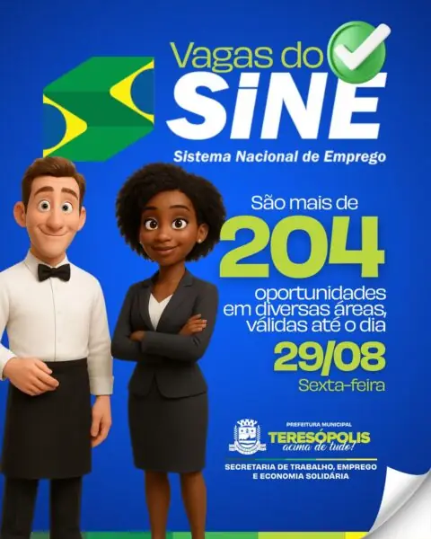Leia mais sobre o artigo Sine Teresópolis tem 204 vagas de emprego até sexta, 29 de agosto