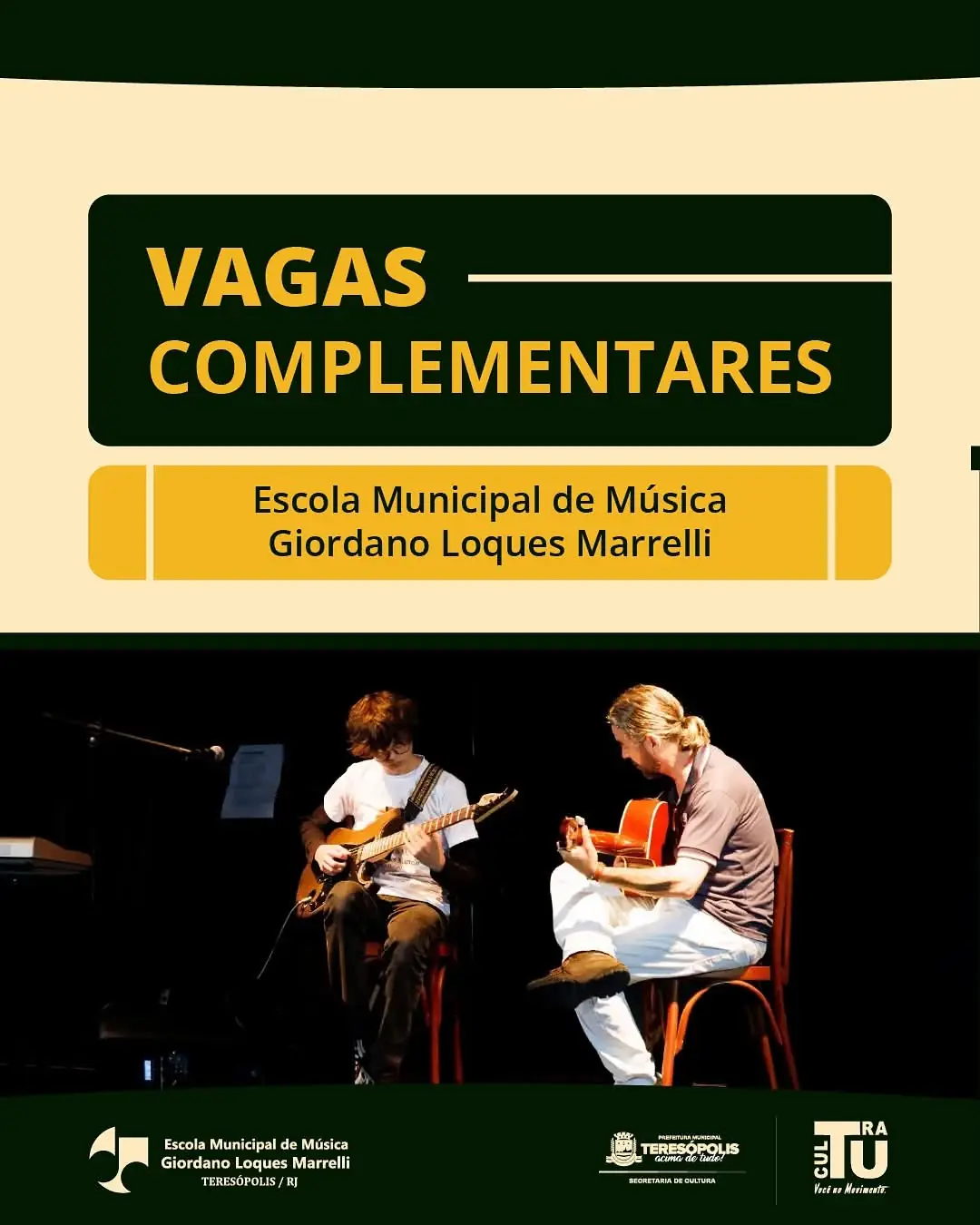 Leia mais sobre o artigo Inscrições até quarta, 03/9, para vagas em 4 cursos gratuitos na Escola Municipal de Música de Teresópolis