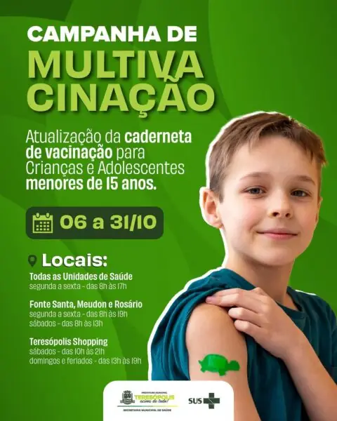 Leia mais sobre o artigo Teresópolis realiza, até o dia 31, a Campanha de Multivacinação de crianças e adolescentes até 15 anos