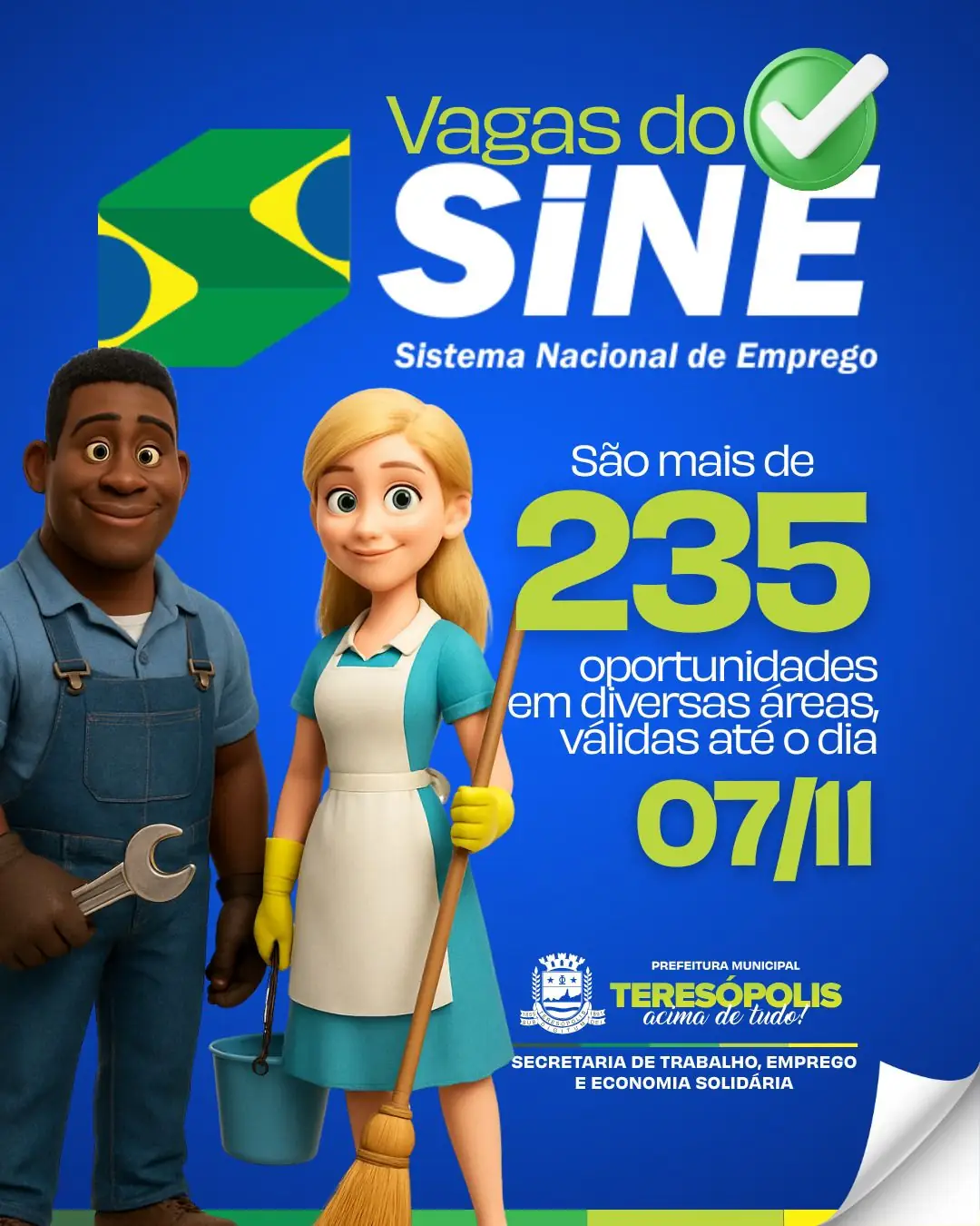 Leia mais sobre o artigo Sine Teresópolis anuncia 235 vagas de emprego até sexta, 7 de novembro