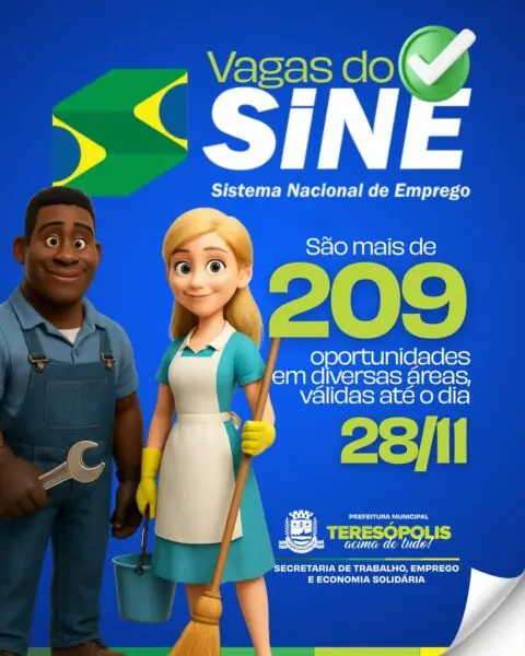 Leia mais sobre o artigo Sine Teresópolis anuncia 209 vagas de emprego