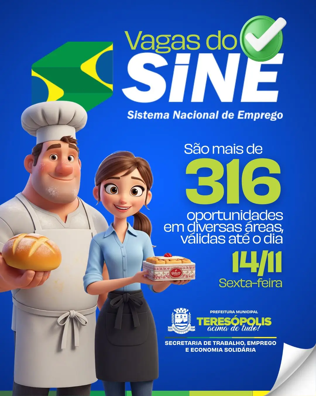 Leia mais sobre o artigo Sine Teresópolis anuncia mais de 300 vagas de emprego até sexta, 14 de novembro