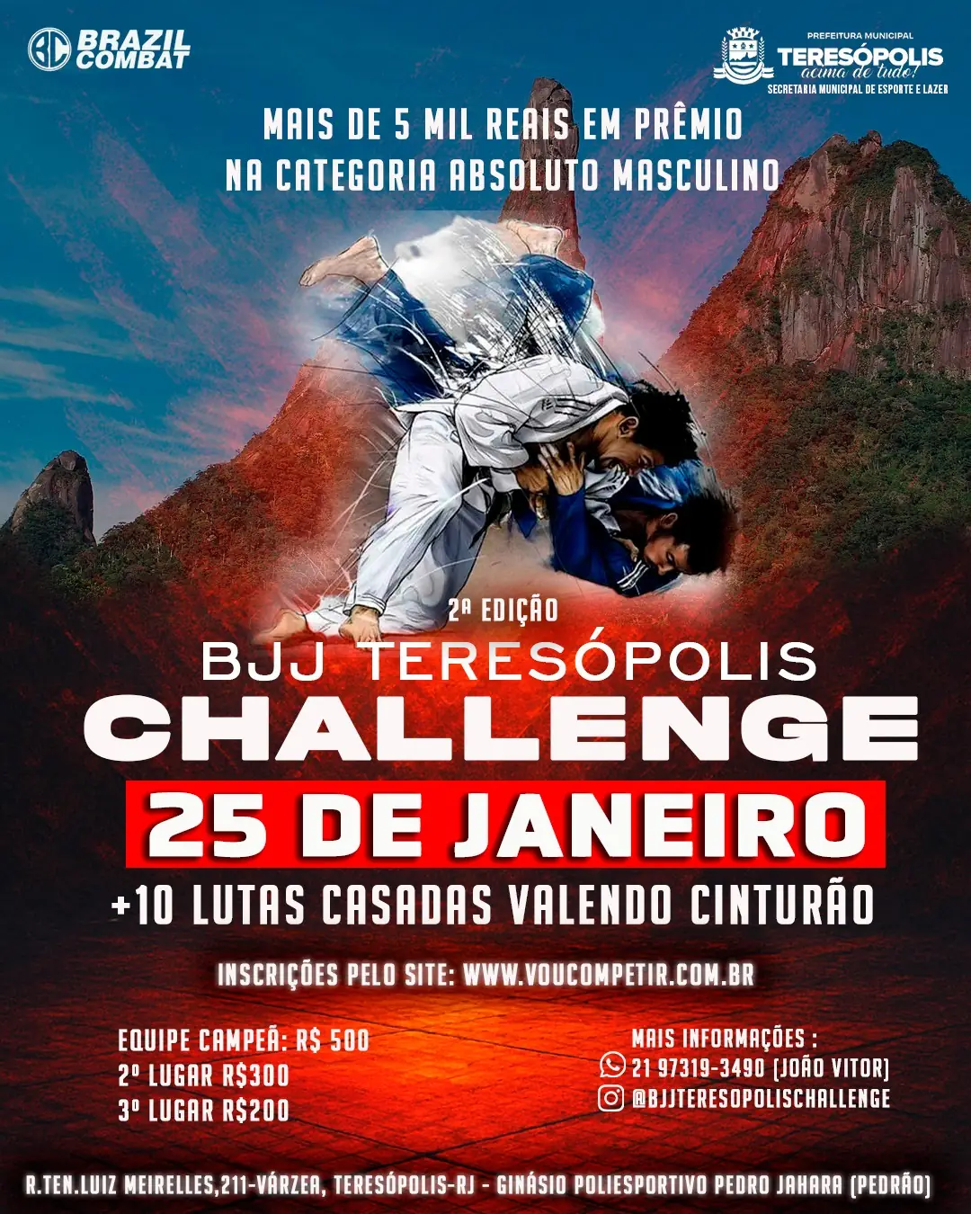 Leia mais sobre o artigo BJJ Teresópolis Challenge abre o calendário do Jiu-Jitsu em 2026 no Pedrão