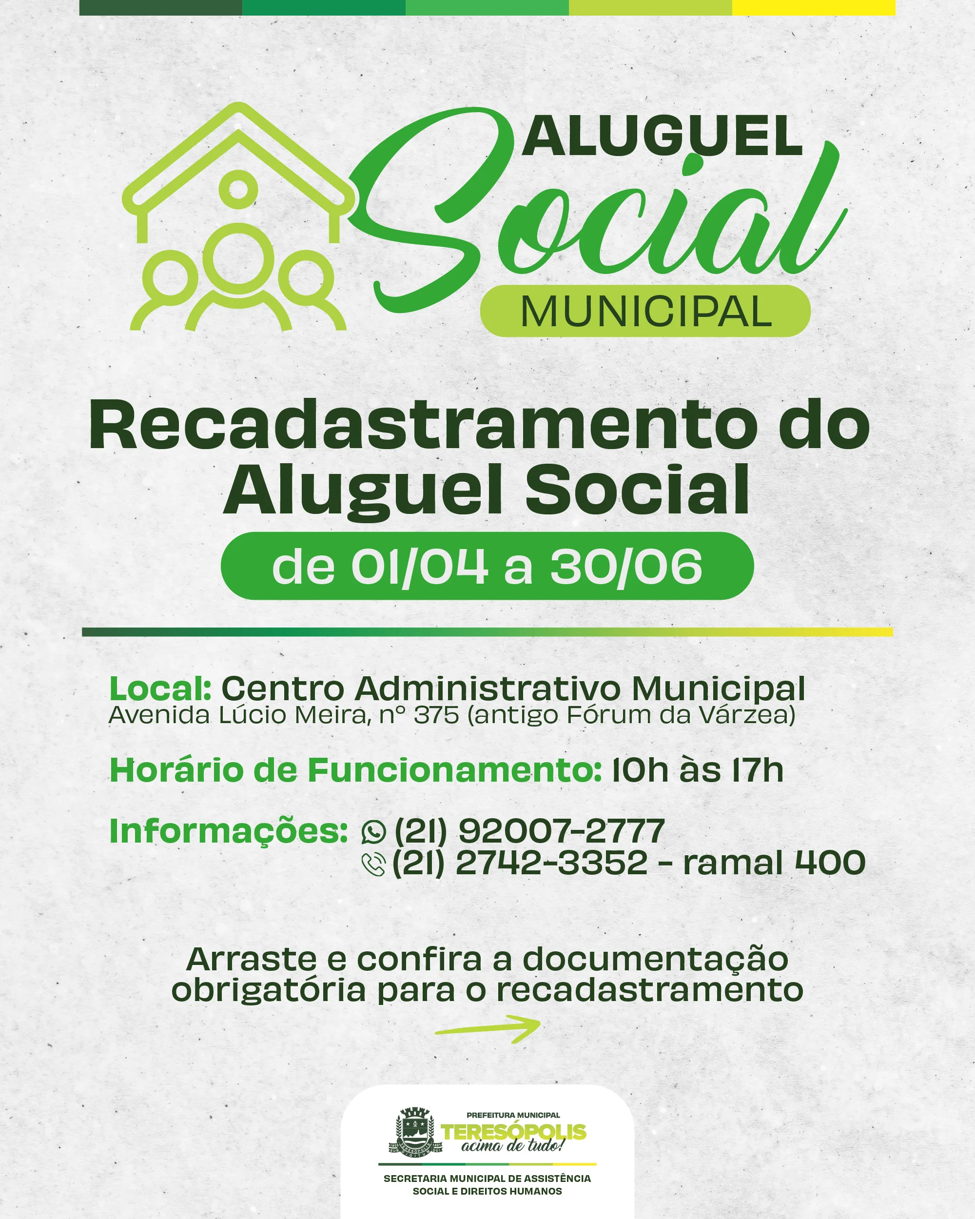 Leia mais sobre o artigo Prefeitura convoca beneficiários do aluguel social municipal para recadastramento